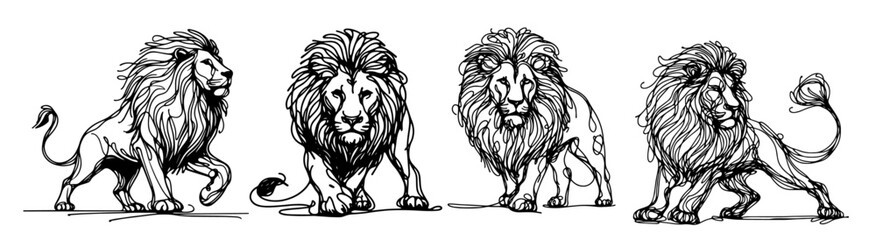 striking silhouette of a running lion, highlighting the raw energy and beauty of this majestic animal black vector