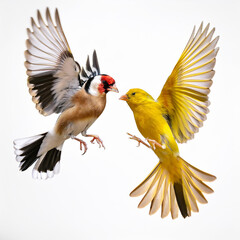 Obraz premium oiseau, animal, chardonneret, canari, hybridation, élevage, nature, faune, blanc, volant, isolé, bec, vecteur, sauvage, ailes, noir, dessin animé, empennage, jaune, silhouette