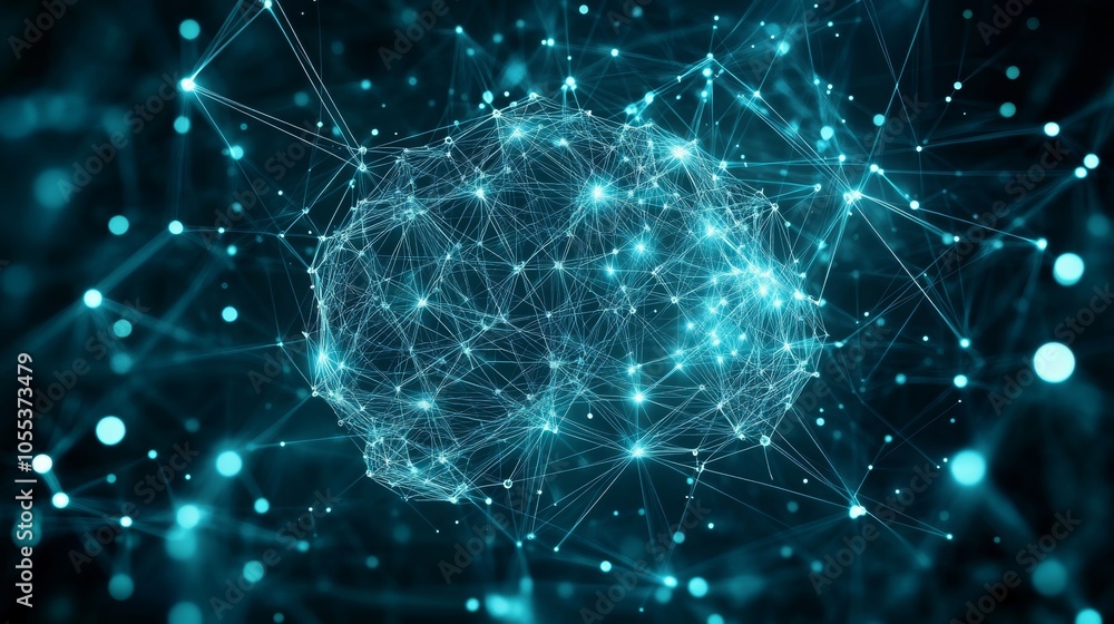 Poster abstract 3d rendering. artificial intelligence, neural connections, technology, science background.