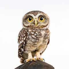 Naklejka premium Curious Burrowing Owl with Big Yellow Eyes.