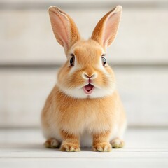 Fototapeta premium Cute bunny rabbit with surprised expression.