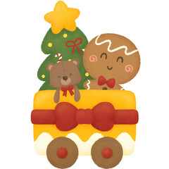 Gingerbread, Teddy bear and Christmas tree 