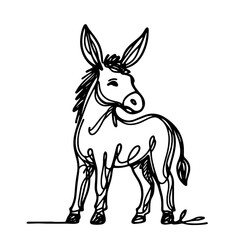 minimalist illustration of a donkey in abstract lines, black vector