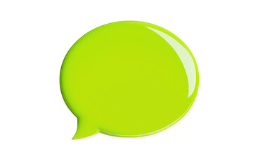 Bright green glossy speech bubble icon isolated on a transparent background, symbolizing communication, conversation, and digital messaging.