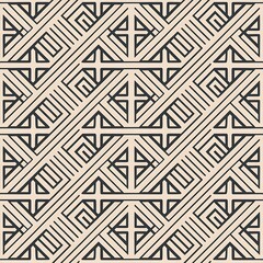 Abstract geometric line and square seamless pattern. Vector illustration for modern design. Black, white color.