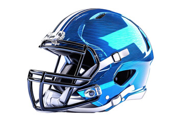 Fototapeta premium Close-up of a modern blue American football helmet isolated on a transparent background, showcasing its sleek design and protective features.