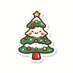 Cute Simple Yuletide Tree Sticker Illustration