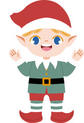 Cute Elf Cartoon Character Celebrating Christmas