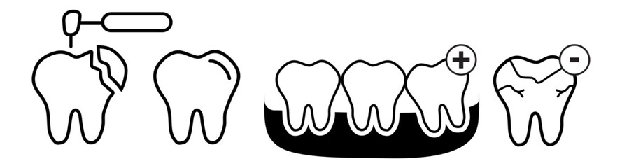Dental web line icon. Linear icon collection. Editable stroke. Vector illustration..