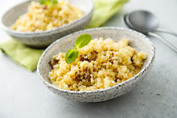 Homemade millet porridge with raisins