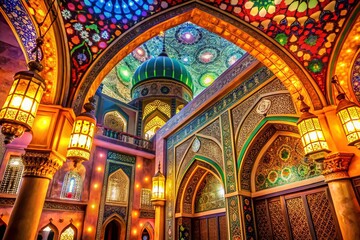 Obraz premium Architectural Photography of Islamic Calligraphy Celebrating Hijri New Year 1444 with Elegant Design Elements