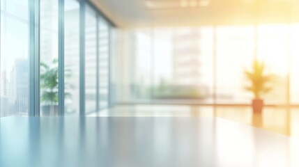 Fototapeta premium Abstract blurred interior of modern office space with empty area for text or design elements professional background illustration for presentations or marketing materials