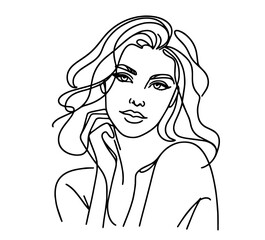 refined monoline illustration of a woman, blending beauty and simplicity in one continuous line black vector