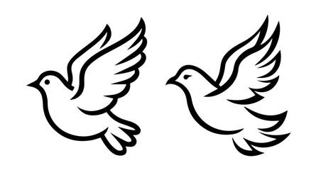 Simple dove silhouette set for peace designs – black vector