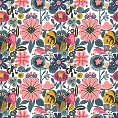 Modern floral with flowers print. Seamless pattern. Hand drawn style.