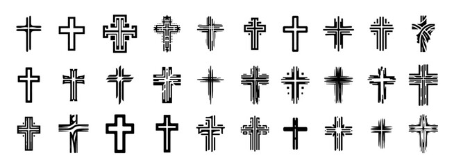 Decorative cross symbols collection black vector