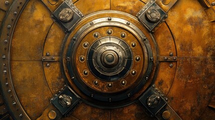 Fototapeta premium Vintage Bank Vault Door with Detailed Mechanism