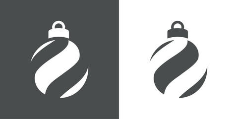 Decoración de Navidad. Logo con silueta de bola de navidad en espacio negativo con líneas paralelas onduladas para tarjetas y felicitaciones © teracreonte