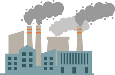 Illustration of Industrial Factory with Smoke