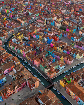 Aerial view of Burano Island Venice, Italy