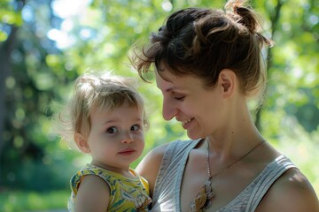 Mother holds infant close to her chest