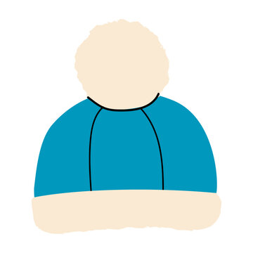 recommend clip art: Hand drawn Vector Illustration of Knit Winter Hat with Pom-Pom isolated on White Background.