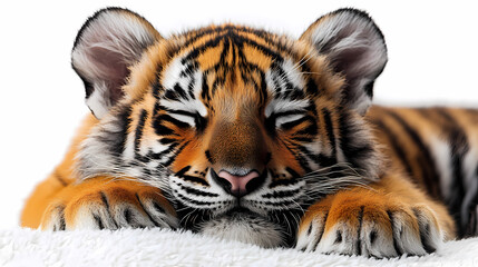 Fototapeta premium Tigers have powerful builds, bold orange fur with black stripes, and intense eyes. There is a sense of strength and grace about the tiger's face, with sharp features and a focused gaze.