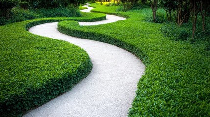 Fototapeta premium Curvy Path Through Lush Green Landscape