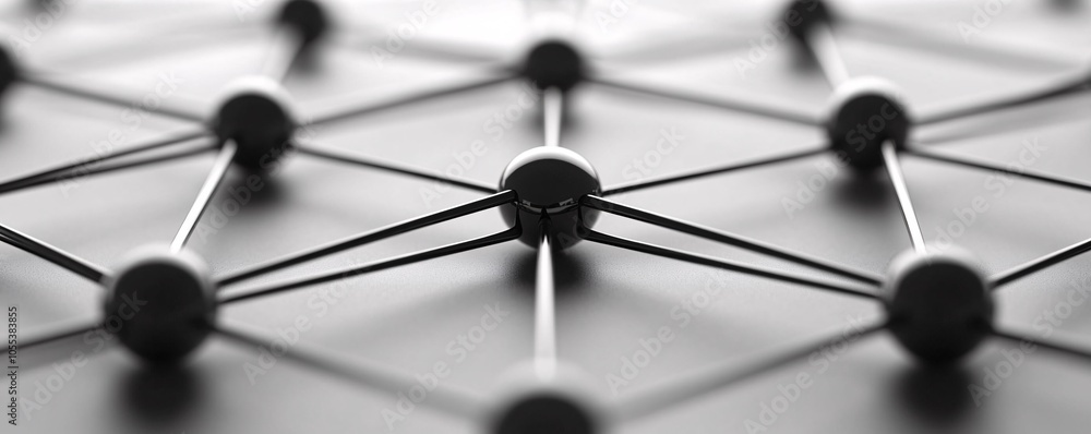 Poster network connecting spheres representing global communication and information exchange