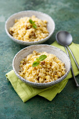 Homemade millet porridge with raisins