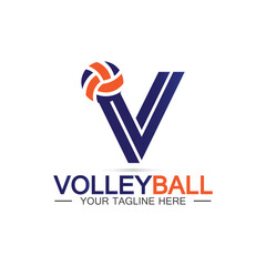 Volleyball logo icon design vector template, Modern design, isolated on white background, can use for Volleyball Championship Logo