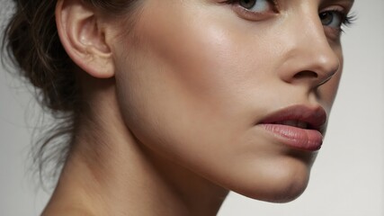 Fototapeta premium Smooth Jawline and Chin of a Woman in Profile