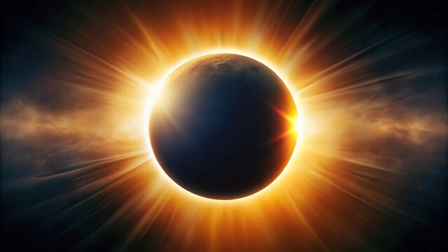 Amazing scientific background of a Total Solar Eclipse, captured in a Medium Shot