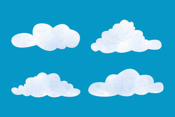 hand painted watercolor sky elements. Weather, clouds