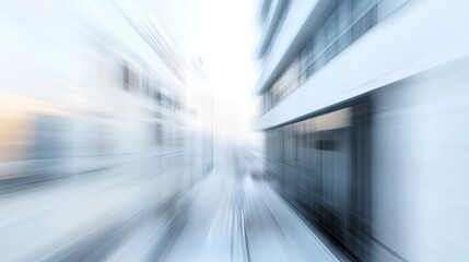 Obraz premium Blurry image of a white modern architectural building featuring abstract forms and clean lines in an urban setting