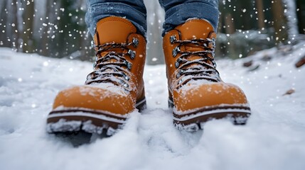 Snowy Trail Hike Through Peaceful Wilderness Landscape