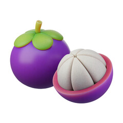 Mangosteen fruit, , a healthy and delicious fruit, isolated on white background, 3d rendering