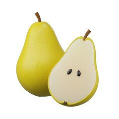 Ripe, juicy pear, a healthy and delicious fruit, isolated on white background, 3d rendering