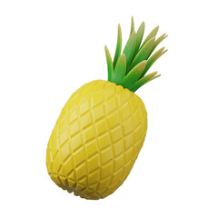 Ripe pineapple fruit isolated on white background, perfect for healthy diet and tropical desserts, 3d rendering