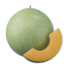 Cantaloupe Fruit Vector Illustration - Green Fruit Sphere , isolated on White Background, 3d rendering