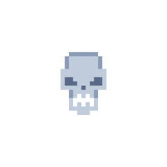 Human skull pixel art icon, isolated on white background vector illustration. 8-bit sprite.Design stickers, logo, mobile app, embroidery. 
