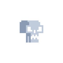 Human skull pixel art icon, isolated on white background vector illustration. 8-bit sprite. Design stickers, logo, mobile app, embroidery. 