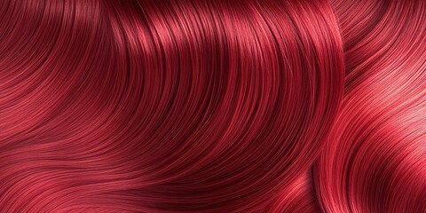 Flowing cherry red hair with a glossy shine and wave texture