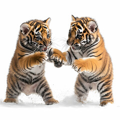 Obraz premium Tigers have powerful builds, bold orange fur with black stripes, and intense eyes. There is a sense of strength and grace about the tiger's face, with sharp features and a focused gaze.