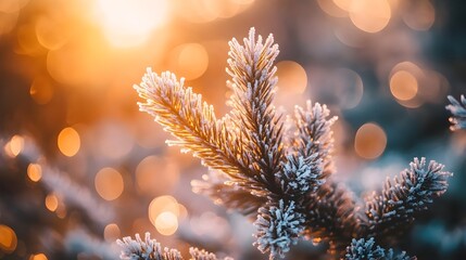 Frosty Winter Tree Branches Sparkling in Serene Sunlight