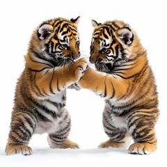 Obraz premium Tigers have powerful builds, bold orange fur with black stripes, and intense eyes. There is a sense of strength and grace about the tiger's face, with sharp features and a focused gaze.