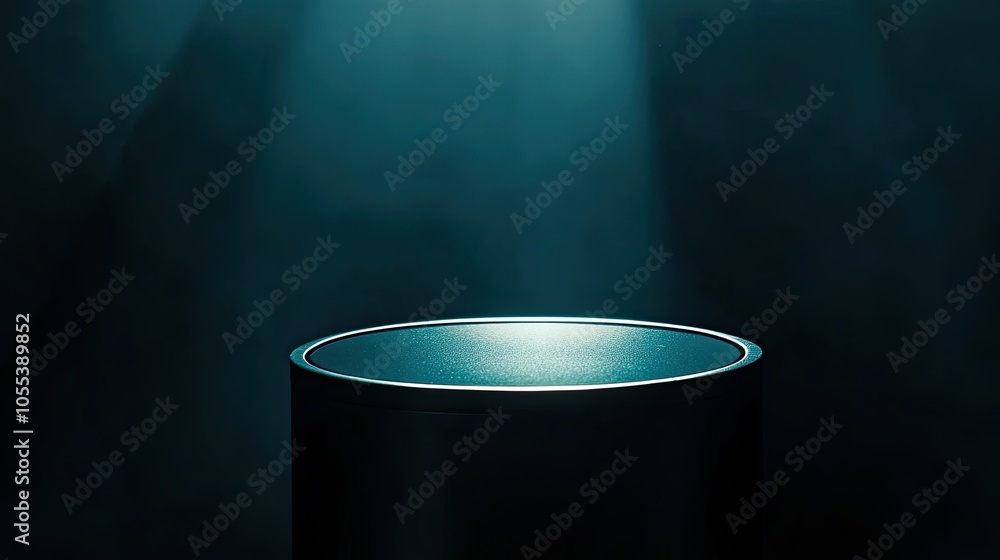 Poster minimalist spotlight on circular object in dark setting