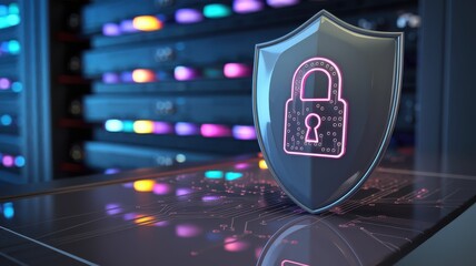 Metallic Padlock in Front of Digital Screens