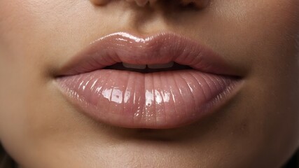 Fototapeta premium Glossy Finish Woman's Lips Close-Up Image