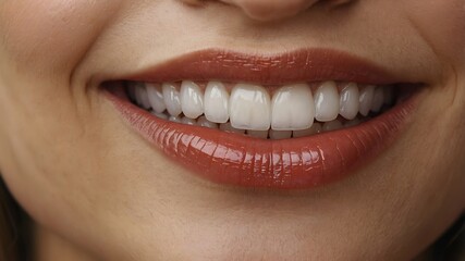 Fototapeta premium Woman Smiling Brightly with Perfect Teeth and Lips